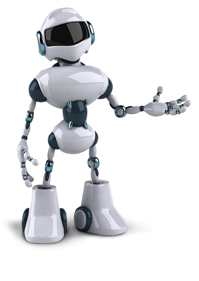 robot presenting something on his left